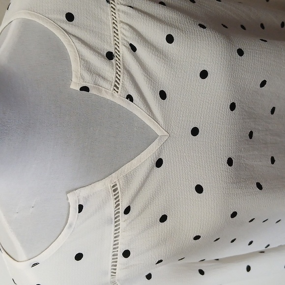 Fever women's slit collar polka dot quarter sleeve blouse size large - Picture 8 of 13